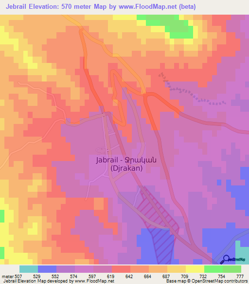 Jebrail,Azerbaijan Elevation Map