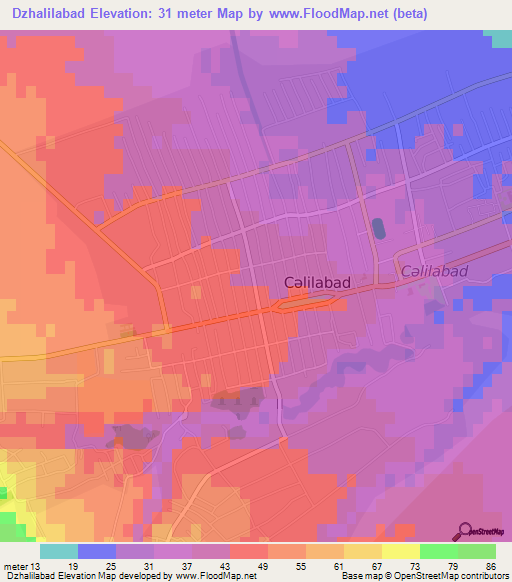 Dzhalilabad,Azerbaijan Elevation Map