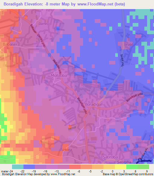 Boradigah,Azerbaijan Elevation Map