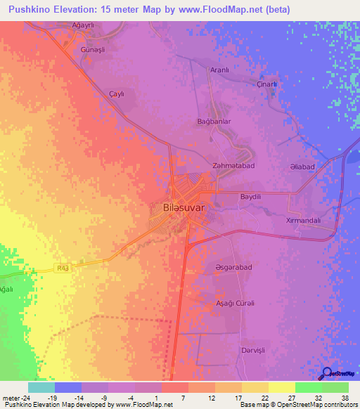 Pushkino,Azerbaijan Elevation Map