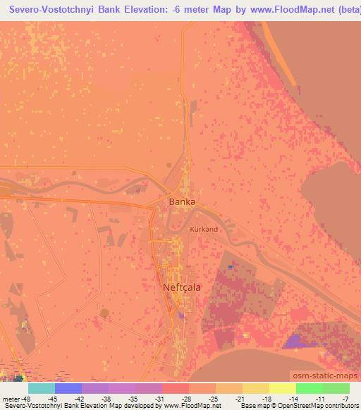 Severo-Vostotchnyi Bank,Azerbaijan Elevation Map