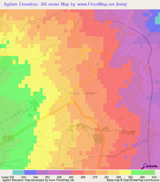 Agdam,Azerbaijan Elevation Map