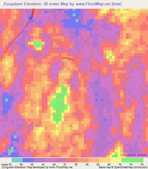 Zungukeni,Tanzania Elevation Map