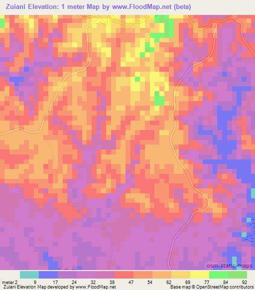 Zuiani,Tanzania Elevation Map