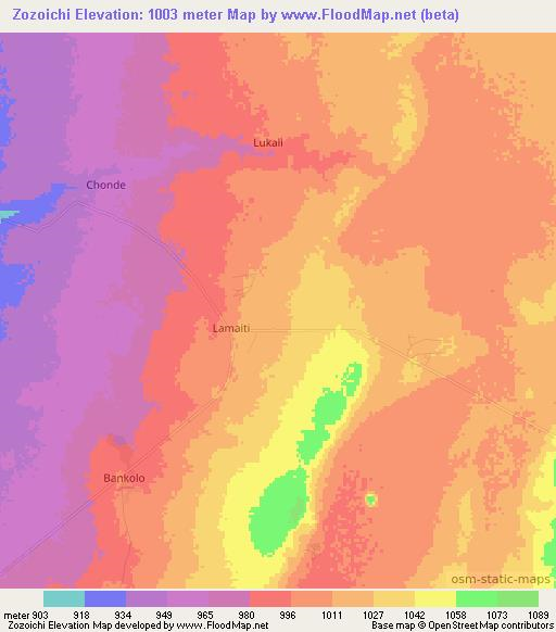 Zozoichi,Tanzania Elevation Map