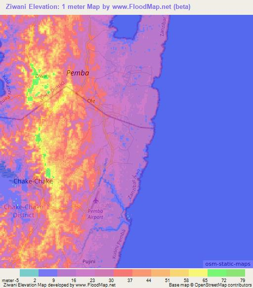 Ziwani,Tanzania Elevation Map