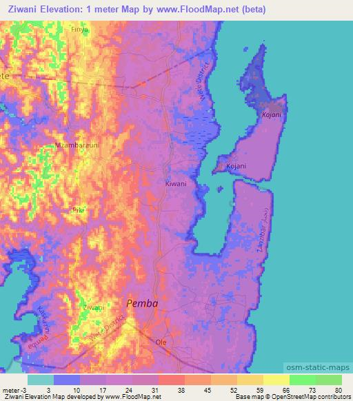 Ziwani,Tanzania Elevation Map