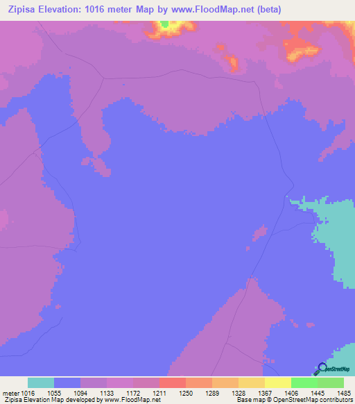 Zipisa,Tanzania Elevation Map