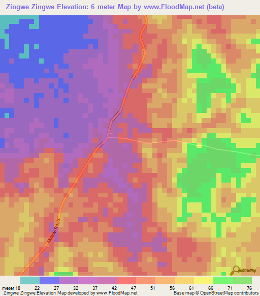 Zingwe Zingwe,Tanzania Elevation Map