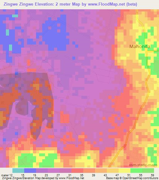 Zingwe Zingwe,Tanzania Elevation Map