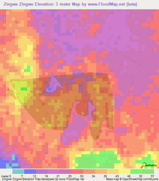 Zingwe Zingwe,Tanzania Elevation Map