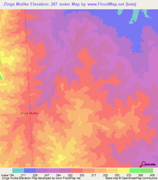 Zinga Mulike,Tanzania Elevation Map