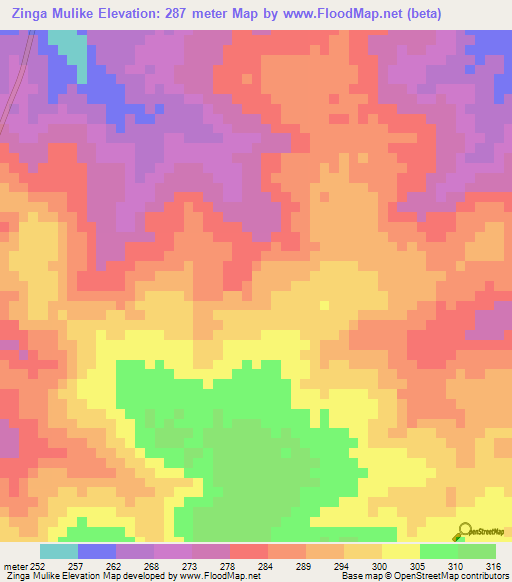 Zinga Mulike,Tanzania Elevation Map