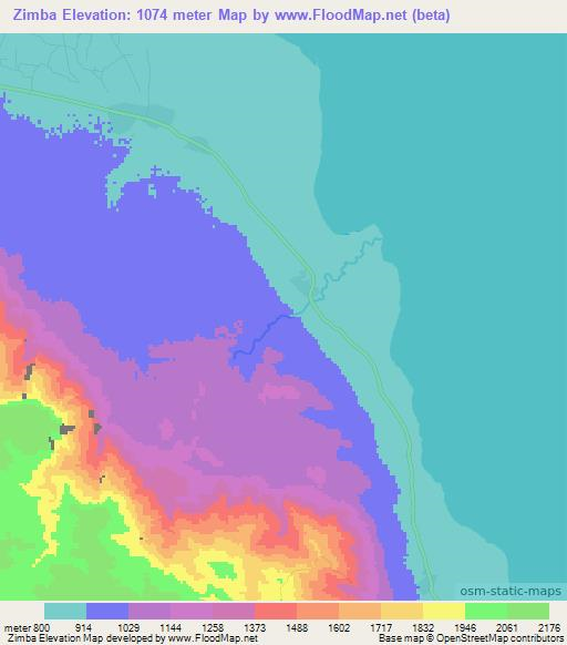 Zimba,Tanzania Elevation Map