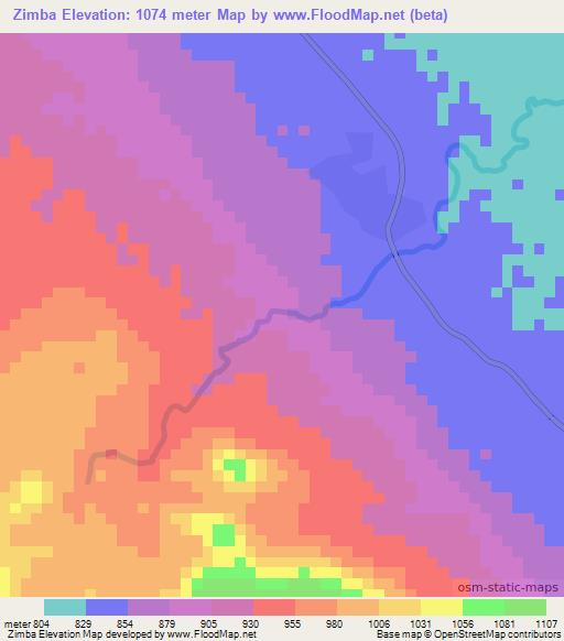 Zimba,Tanzania Elevation Map