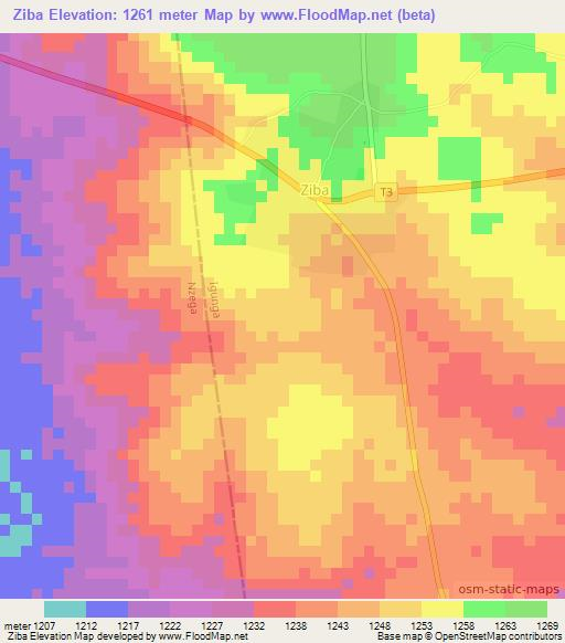 Ziba,Tanzania Elevation Map