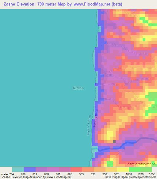 Zashe,Tanzania Elevation Map