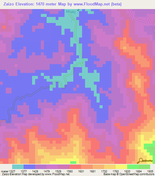 Zaizo,Tanzania Elevation Map