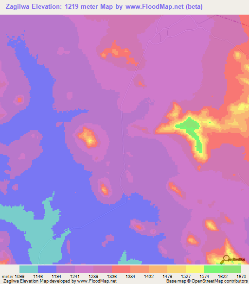 Zagilwa,Tanzania Elevation Map