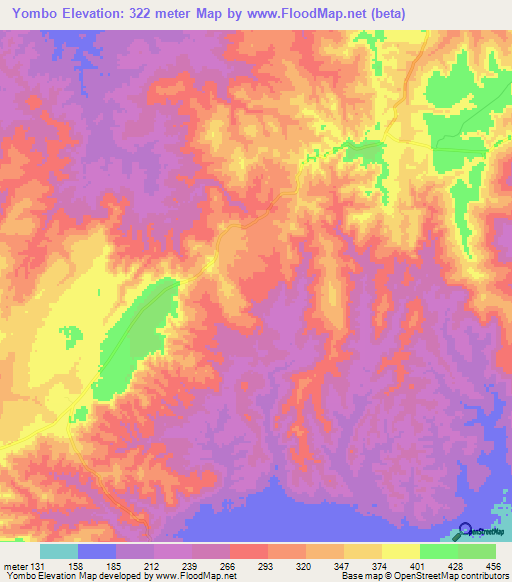 Yombo,Tanzania Elevation Map