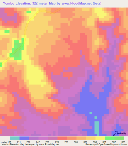 Yombo,Tanzania Elevation Map