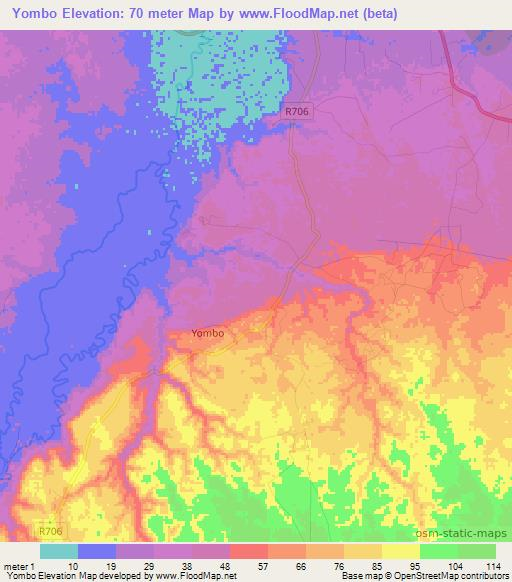 Yombo,Tanzania Elevation Map