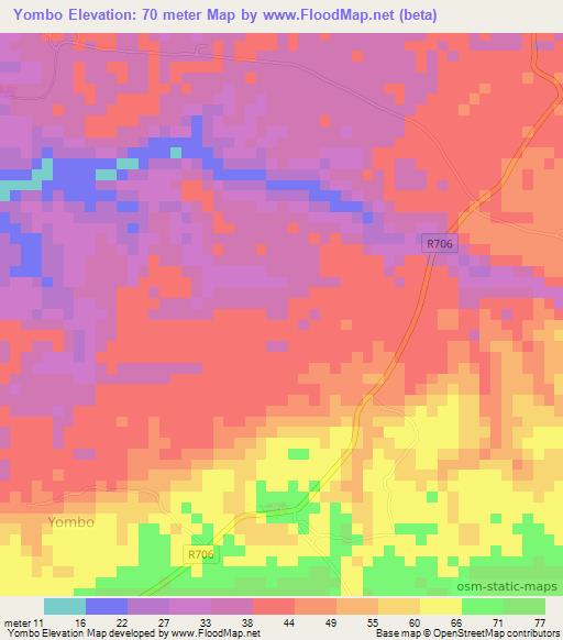 Yombo,Tanzania Elevation Map