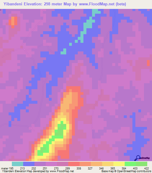 Yibandeni,Tanzania Elevation Map