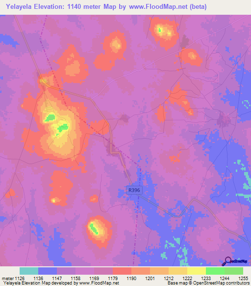 Yelayela,Tanzania Elevation Map