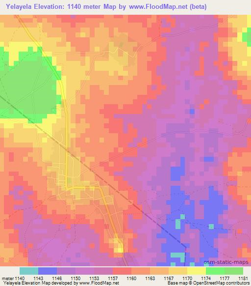 Yelayela,Tanzania Elevation Map