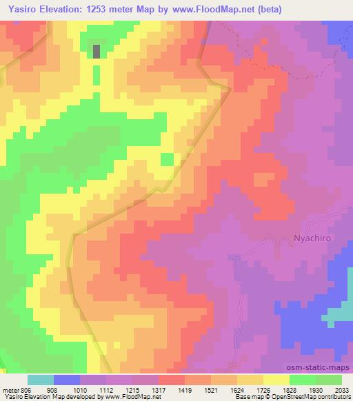 Yasiro,Tanzania Elevation Map