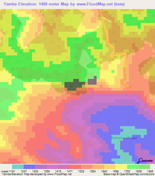 Yamba,Tanzania Elevation Map