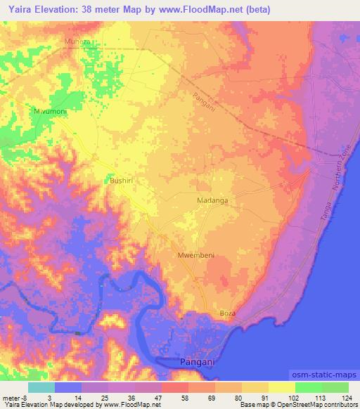 Yaira,Tanzania Elevation Map