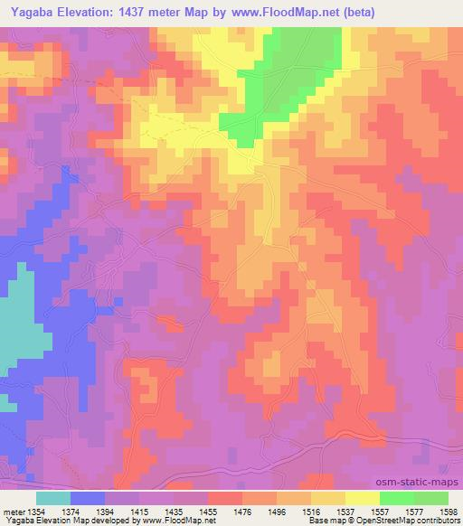 Yagaba,Tanzania Elevation Map