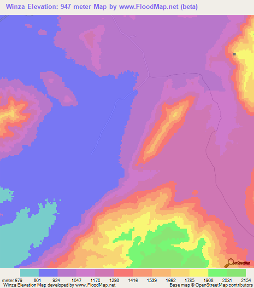 Winza,Tanzania Elevation Map