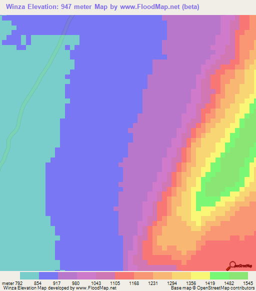 Winza,Tanzania Elevation Map