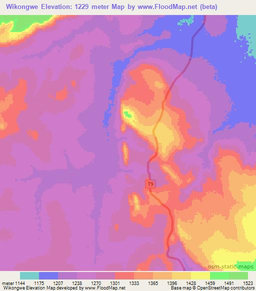 Wikongwe,Tanzania Elevation Map