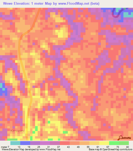 Wewe,Tanzania Elevation Map