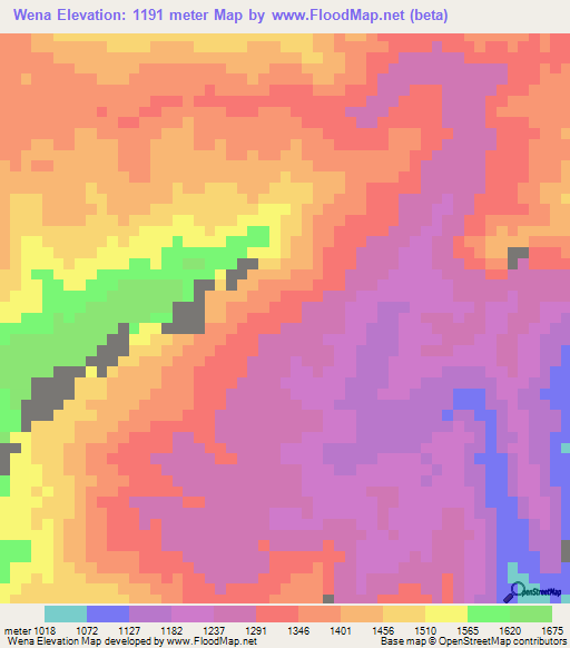 Wena,Tanzania Elevation Map