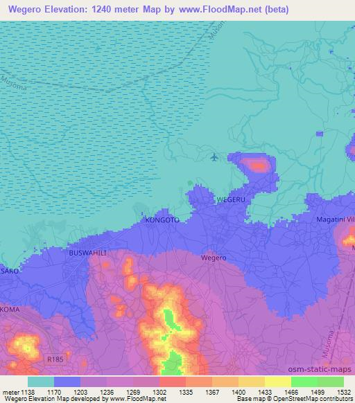 Wegero,Tanzania Elevation Map