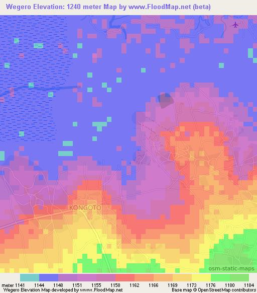 Wegero,Tanzania Elevation Map