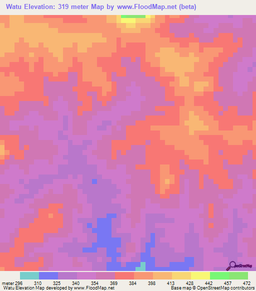 Watu,Tanzania Elevation Map