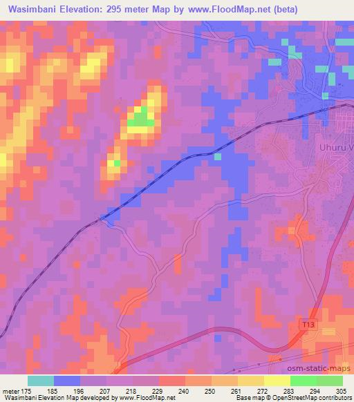 Wasimbani,Tanzania Elevation Map