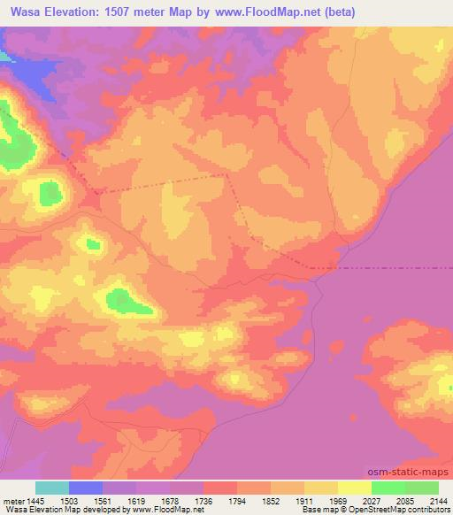 Wasa,Tanzania Elevation Map