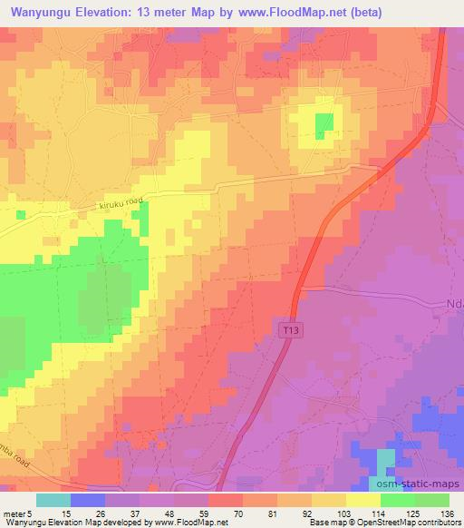 Wanyungu,Tanzania Elevation Map