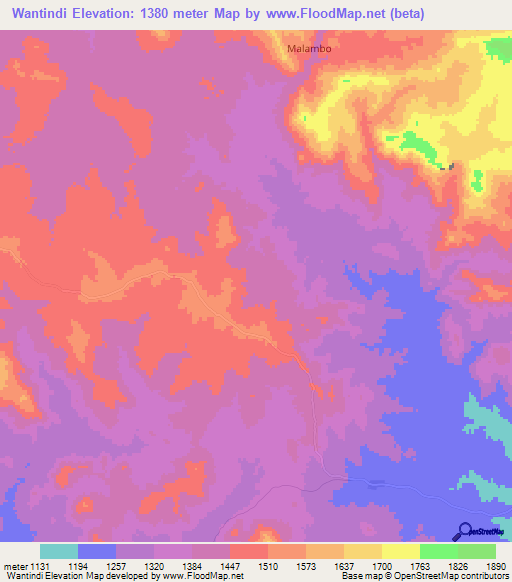 Wantindi,Tanzania Elevation Map