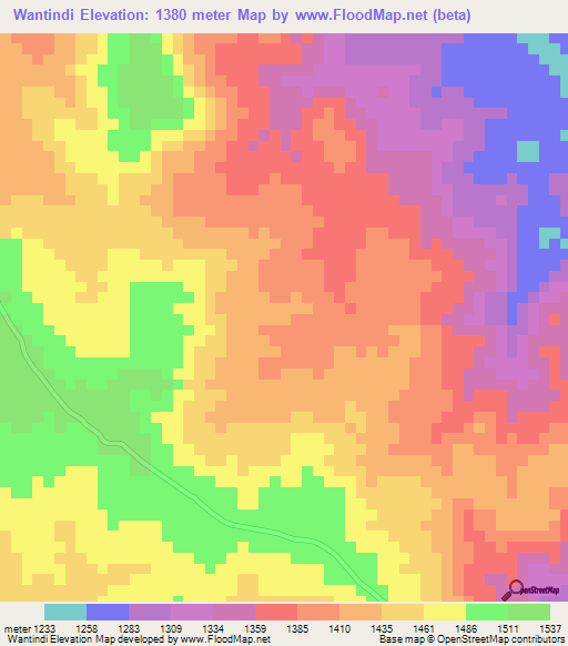 Wantindi,Tanzania Elevation Map