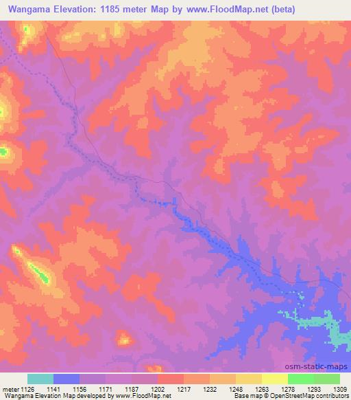 Wangama,Tanzania Elevation Map