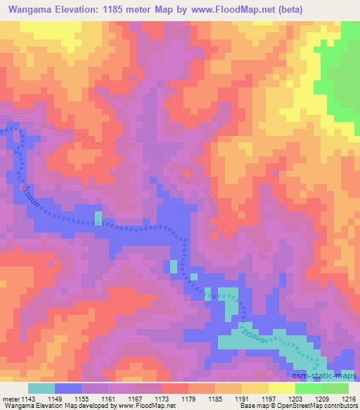 Wangama,Tanzania Elevation Map