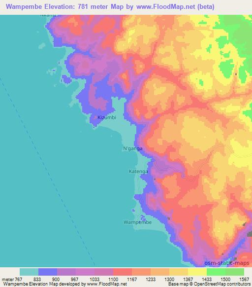 Wampembe,Tanzania Elevation Map